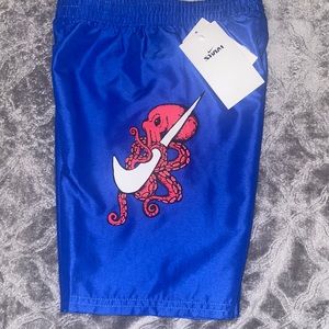 Nike blue swim trunks with octopus size 7 nwt